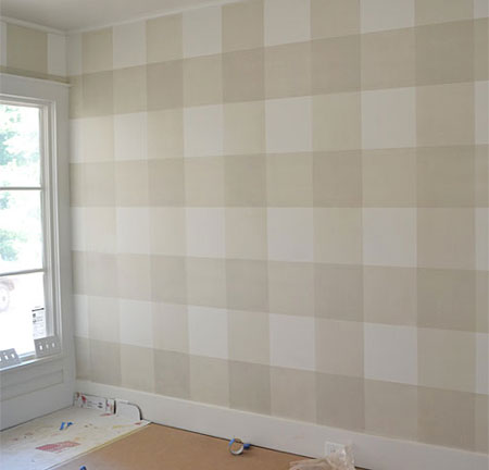 Gingham paint effect for walls 