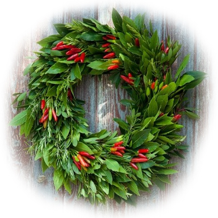Make your own festive wreath with foliage and peppers