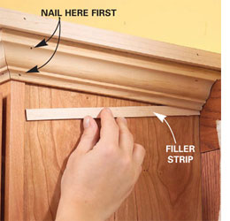 Make a shelf for top of cabinets 