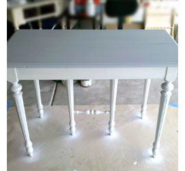 Painted table with stencil design