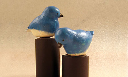 Paper mache bluebirds