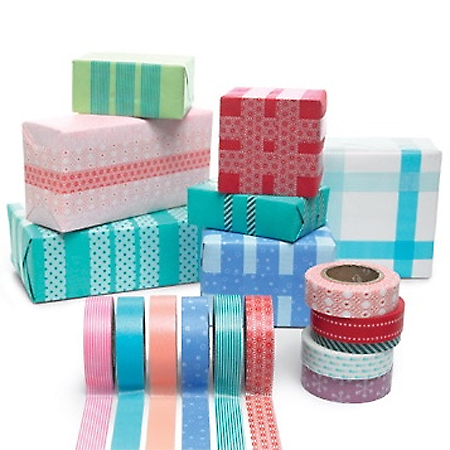 decorate presents with washi tape