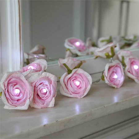 fairy string lights paper roses
