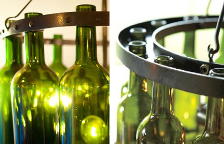 recycled glass bottle chandelier