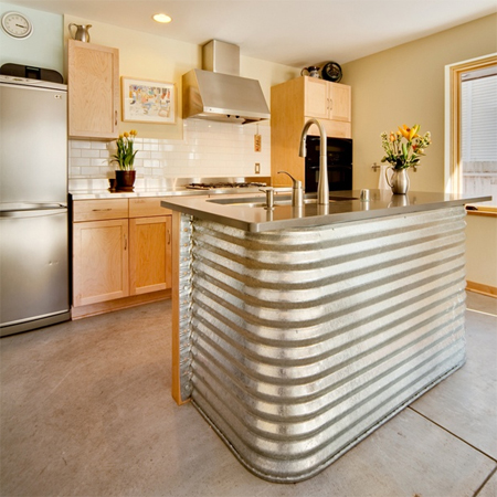 Corrugated sheet metal in kitchens 