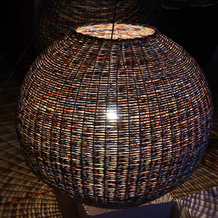 Weave a paper basket lampshade 