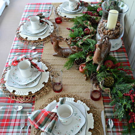 Decorate the Christmas dining table decor for christmas table plaid red white green