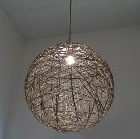 Extra large string lampshade using pilates ball or large balloon