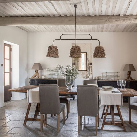 Decorate a home in modern rustic style dining room raw beam ceiling