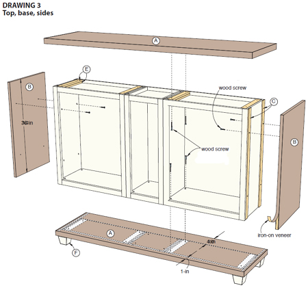 Use stock cabinets to make a custom dining room server or sideboard 