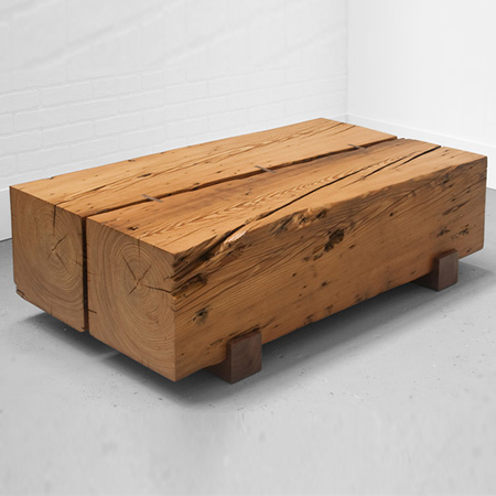 beam coffee table of recycled timber beam