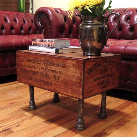One-of-a-kind coffee tables from reclaimed timber wine crate