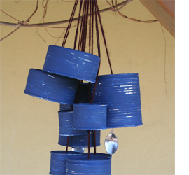 Windchime made from recycled tins