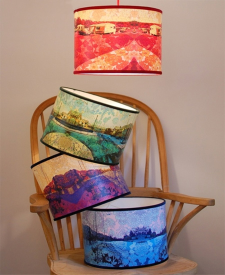lamp light shade drum pendant photo on canvas fabric