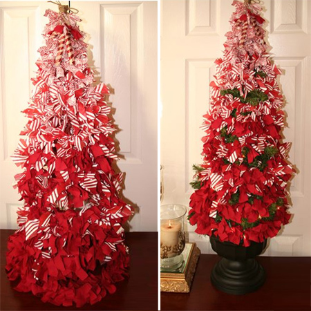 fabric scrap christmas tree  festive holiday christmas decoration