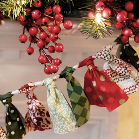 fabric scrap garland festive holiday christmas decoration