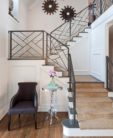 elegant staircase with steel balustrade