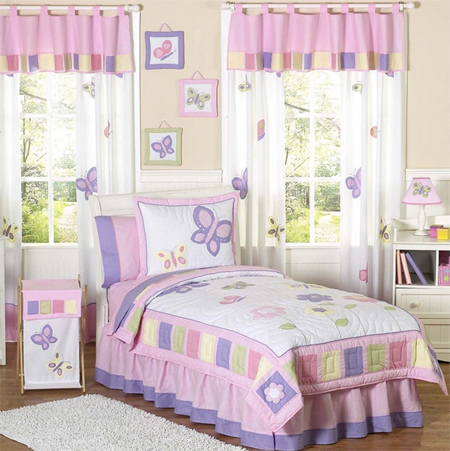girl children kids teen duvet bedding pink lilac butterfly theme