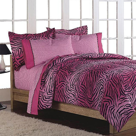 girl children kids teen duvet bedding pink black zebra