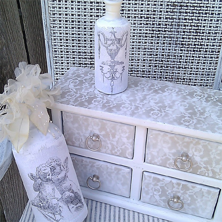 Transform furniture with lace and spray paint 