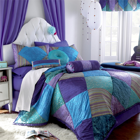 girl children kids teen duvet bedding jewel colours lilac aqua purple turquoise teal
