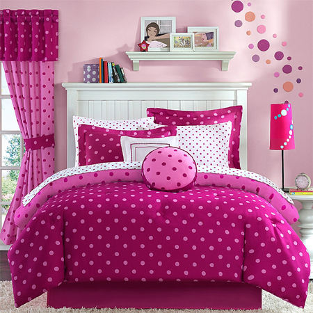 girl children kids teen duvet bedding pink polka dot