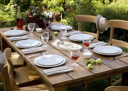 outdoor dining table ideas white and wood