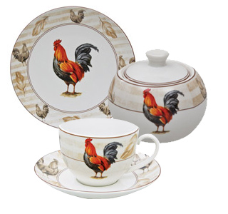 outdoor dining table ideas rooster crockery