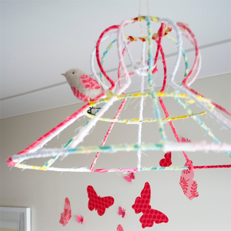 Fabric wrapped wire lampshade ghost shade