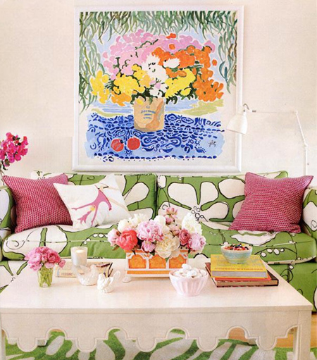 Colourful home interiors interior design green pink