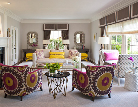 Colourful home interiors interior design pink yellow purple gold