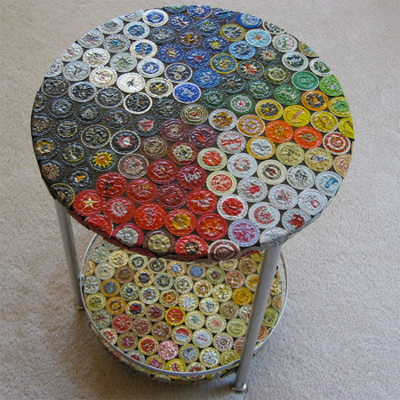 Craft ideas using bottle caps table