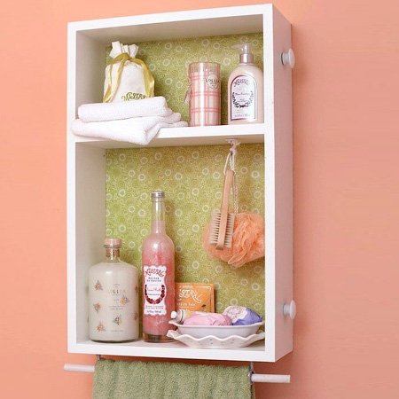 Repurpose an old drawer into a bathroom storage cabinet