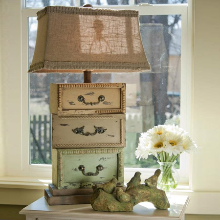 Repurpose an old drawer into a lamp