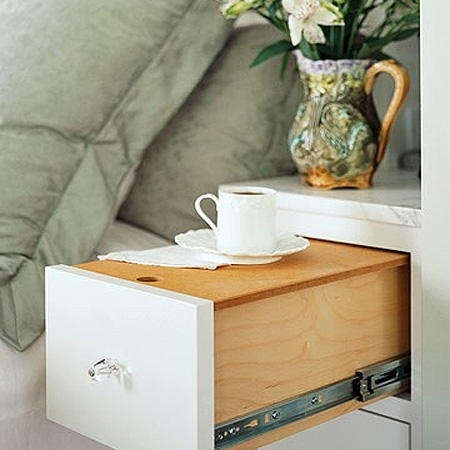 Repurpose an old drawer into a bedside coffee tray table