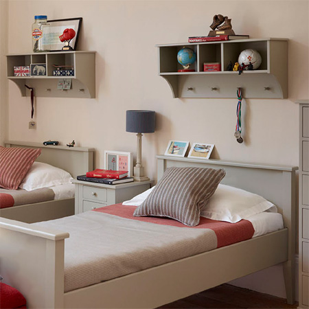 Make a storage wall shelf for boy's bedroom 