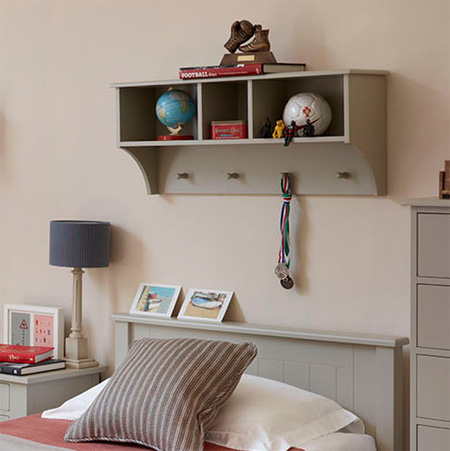 Make a storage wall shelf for boy's bedroom