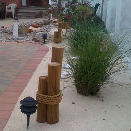 rope ideas for garden decor timber pole bollards