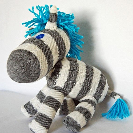An old pair of thick woolly socks or sleeve from a knitted jersey or cardigan and you can make cute stuffed toys
