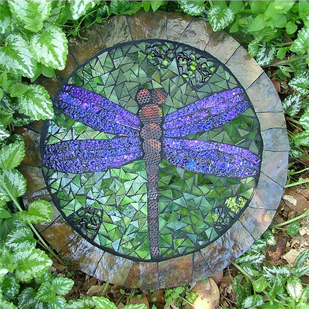 stepping stone mosaic dragonfly concrete diy