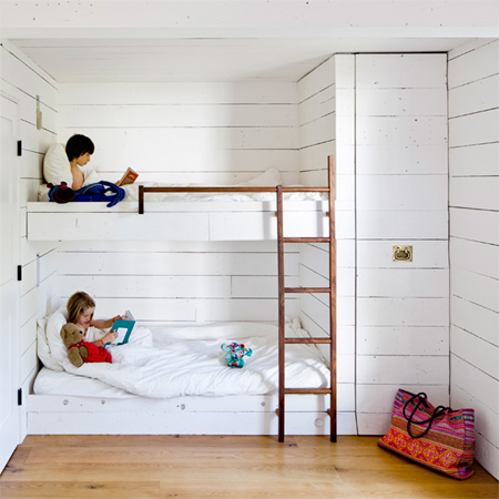 160 square metre house built from recycled and reclaimed materials children's bedroom double bunks