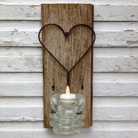DIY craft ideas for Valentine's Day reclaimed wood candle holder