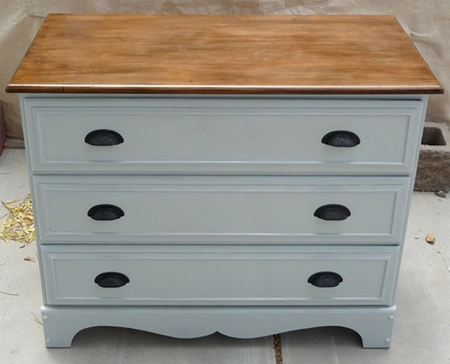 add pine moulding to furniture chest of drawers