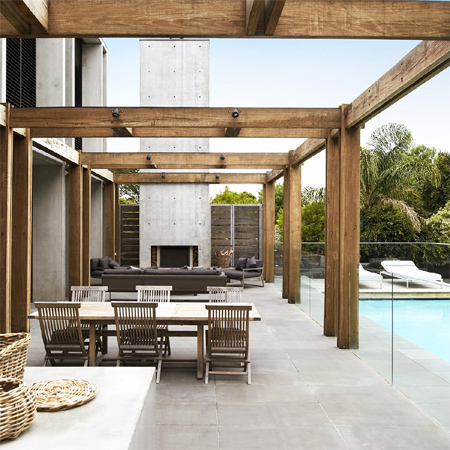 Concrete and wood make for beach house design