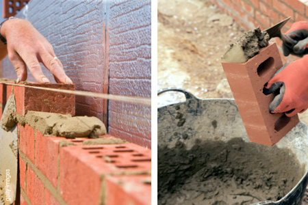 Basic bricklaying skills buttering brick bedding in mortar