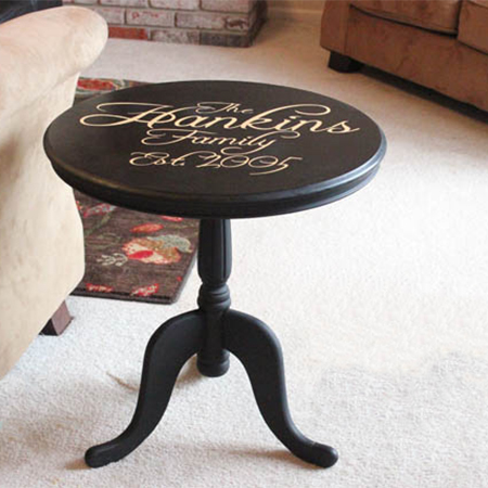 Paint dining table and chairs with Rust-Oleum vinyl letters