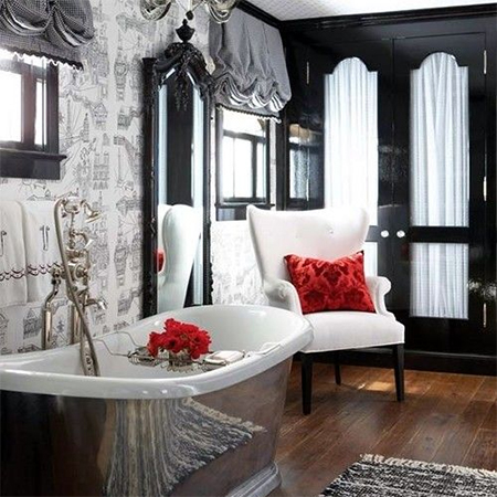add romance to interior design living spaces black white red bathroom