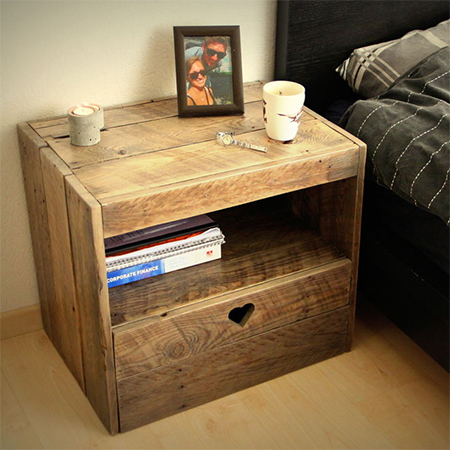 bedside table cabinet nightstand reclaimed timber wood pallet