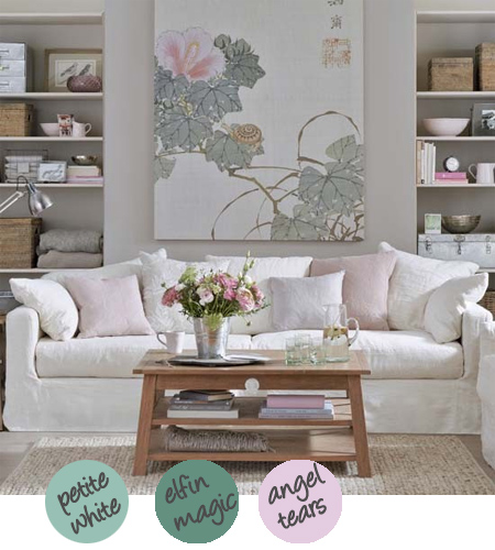 Decorate with shades of grey, pink and white or grey, green and white