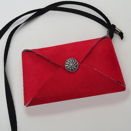cellphone pocket envelope holder using fabric, faux suede, pleather or leather